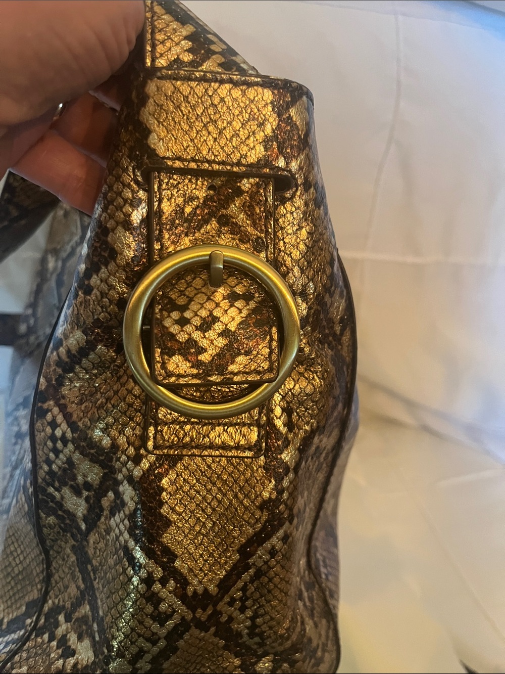 HOBO Gold and Black Snake-Print Hobo Shoulder Bag - Picture 5 of 13